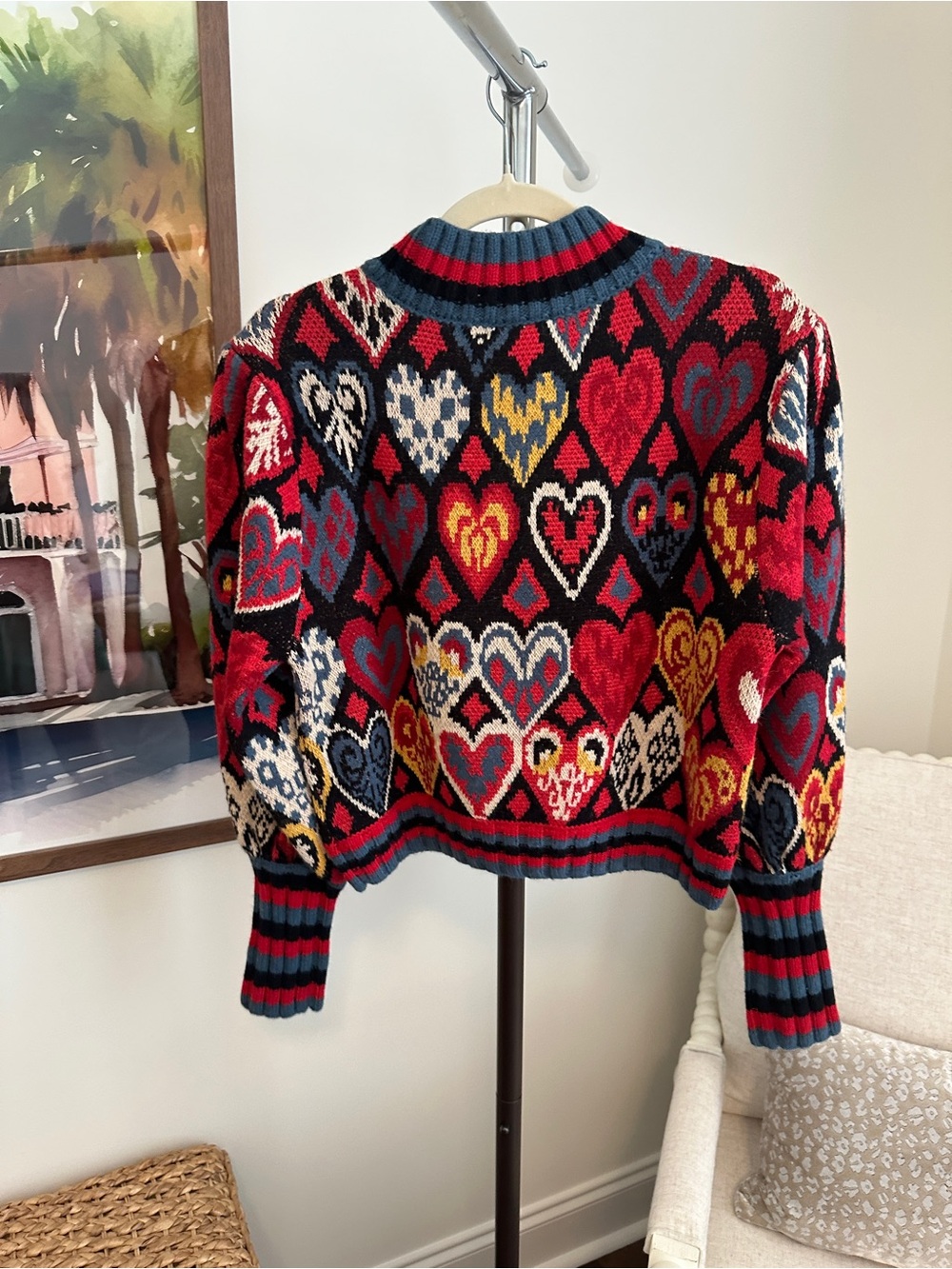 Farm Rio Red Multi-Heart Knit Crewneck Sweater - Picture 6 of 6